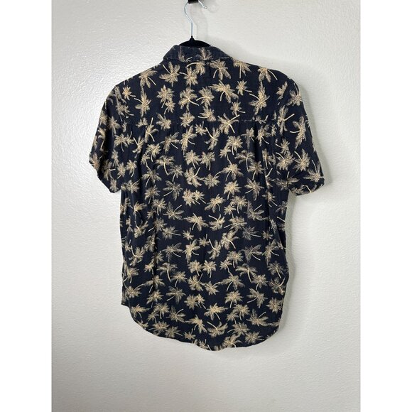 Rollas Mens Black Palm Tree Shirt Small short sleeve button up cotton collared - Picture 2 of 6